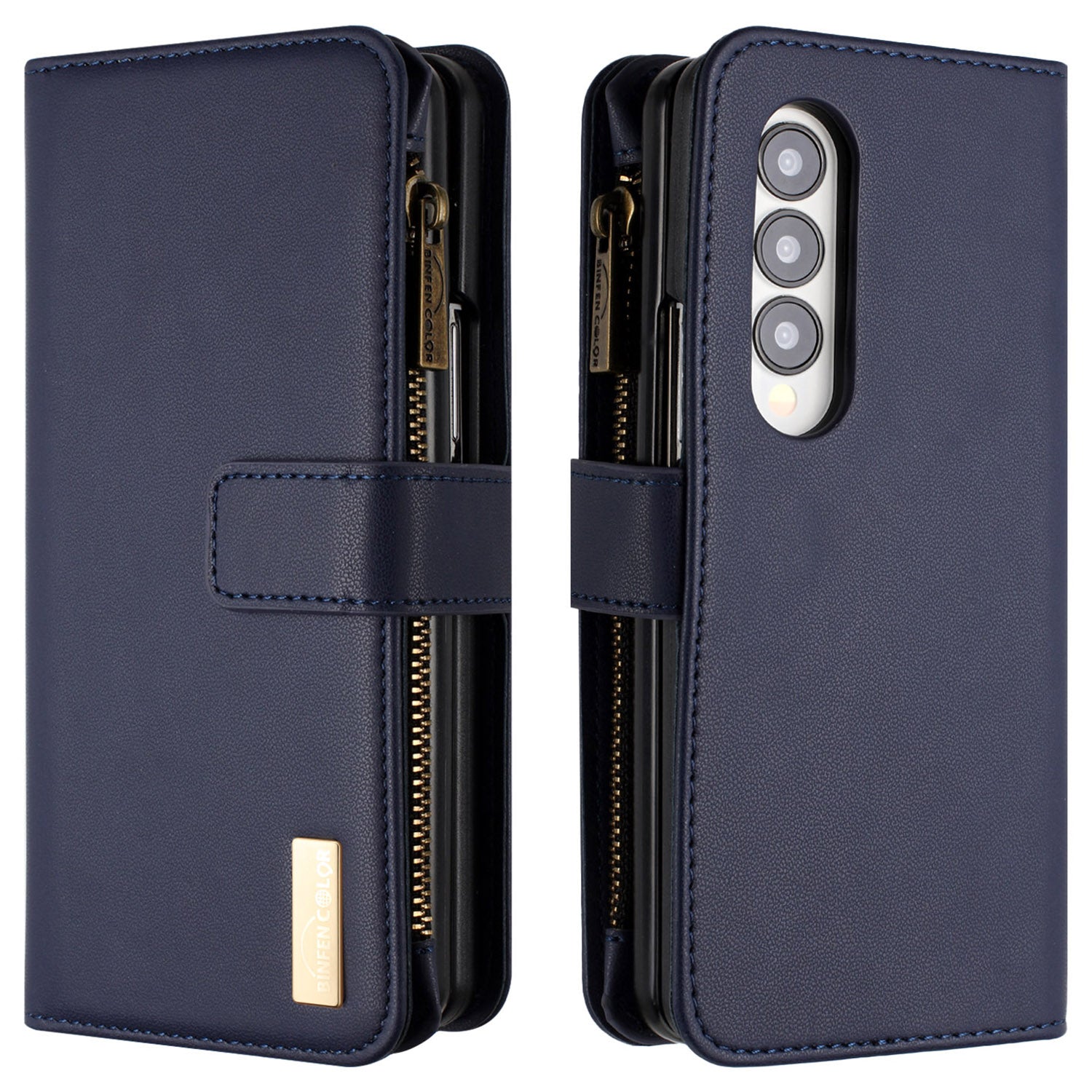 BINFEN COLOR Pro Samsung Galaxy Z Fold4 5G matný zip pouzdro na kapesní telefon PU kožený stojánek obal na peněženku BINFEN COLOR Pro Samsung Galaxy Z Fold4 5G matný zip pouzdro na kapesní telefon PU kožený stojánek obal na peněženku